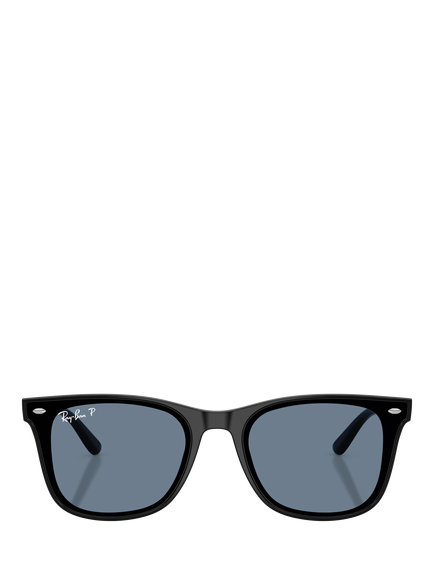 Ray-Ban RB4420 Unisex Polarised Square Sunglasses, Black/Blue - view 2, Black/Blue