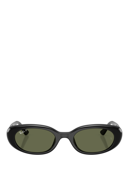Ray-Ban RB4441D Polarised Pillow Sunglasses, Black/Green - view 2, Black/Green