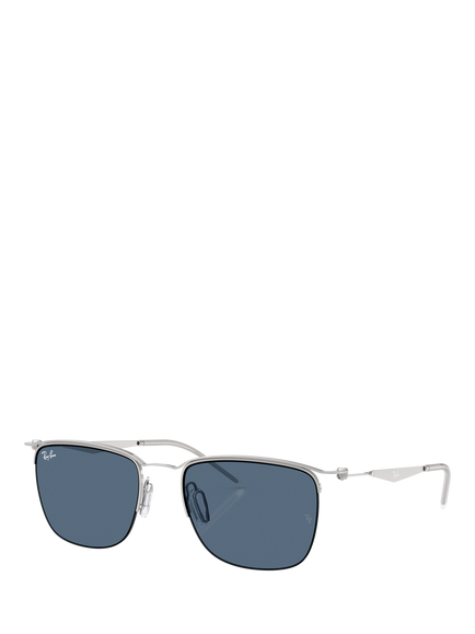 Ray-Ban RB8550 Unisex Square Sunglasses, Silver/Blue