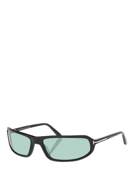TOM FORD TR002424 Men's Wrap Sunglasses, Black/Green, Black/Green