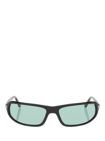 TOM FORD TR002424 Men's Wrap Sunglasses, Black/Green - view 2, Black/Green