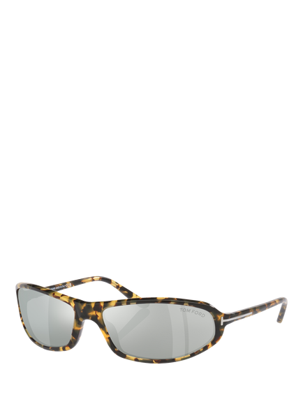 TOM FORD TR002424 Unisex Round Sunglasses, Tortoise Brown/Grey, Tortoise Brown/Grey