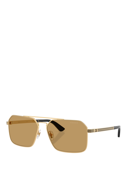 Versace VE2306 Women's Rectangular Sunglasses, Gold/Brown, Gold/Brown