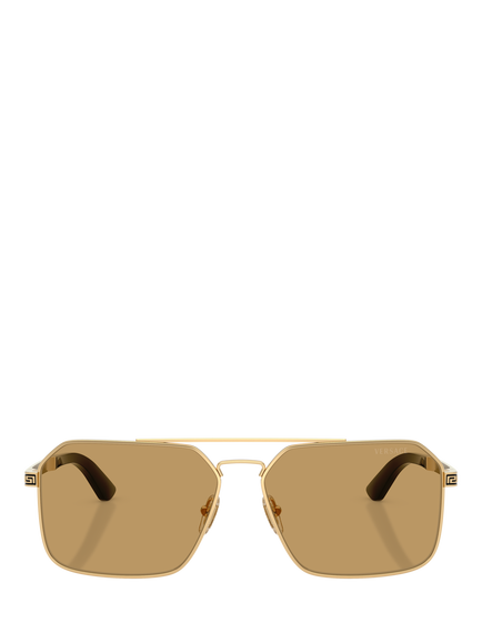 Versace VE2306 Women's Rectangular Sunglasses, Gold/Brown - view 2, Gold/Brown