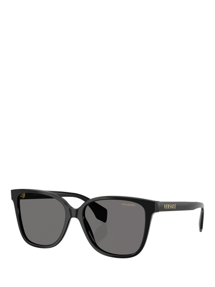 Versace VE4523 Women's Polarised Butterfly Sunglasses, Black/Grey, Black/Grey