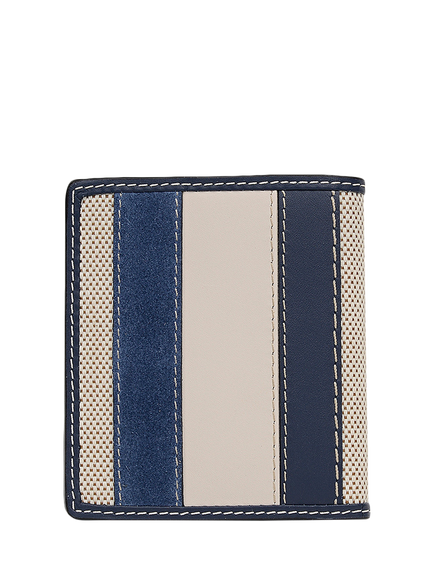 Radley Manning Crescent Striped Canvas Leather Small Bifold Card Holder, Naval - view 2, Naval