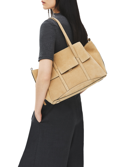 Radley Chancery Medium Suede Shoulder Bag, Sahara - view 2, Sahara