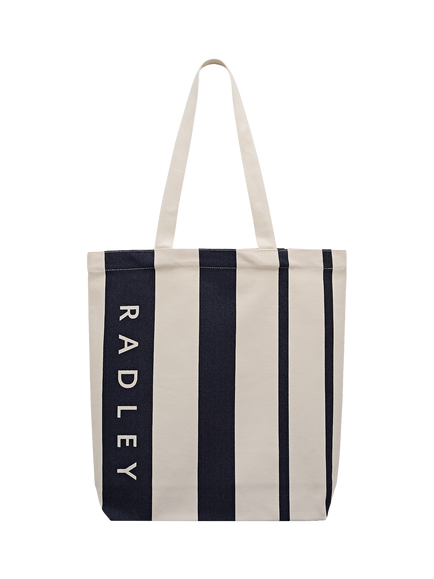 Radley Manning Crescent Striped Canvas Tote Bag, Salt/Black, Salt