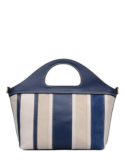 Radley Manning Crescent Striped Canvas Leather Medium Grab Bag, Naval - view 2, Naval