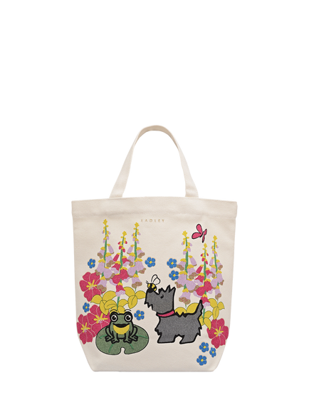 Radley Spring Garden Print Canvas Tote Bag, Salt, Salt