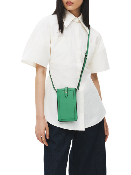 Radley Willis Street Medium Leather Crossbody Phone Bag, Cactus - view 2, Cactus