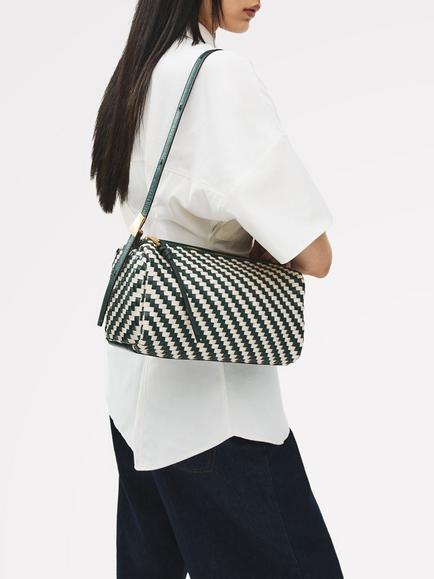 Radley Willow Woven Shoulder Bag, Small, Green/Cream - view 2, Green