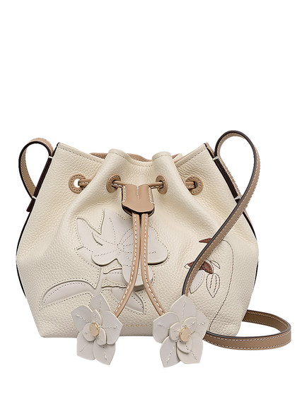 Radley York Mews Floral Drawstring Bucket Bag, Salt, Salt