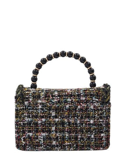 Dune London Blooms Jewel Embellished Boucle Clutch Bag, Black - view 2, Black