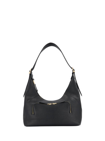Dune London Defiant Leather Shoulder Bag, Black, Black