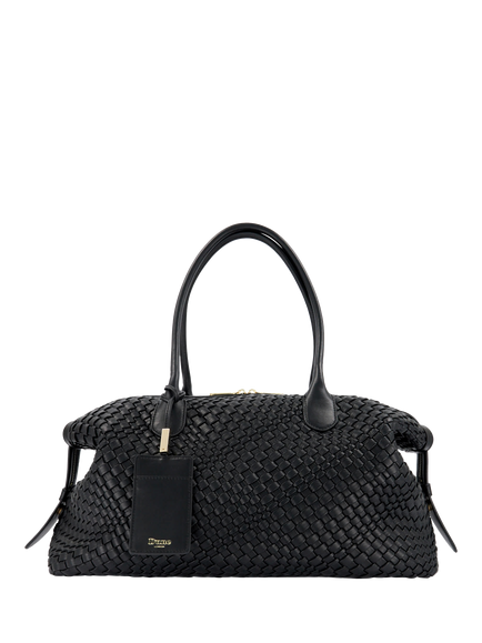 Dune London Deliberate Woven Faux Leather Holdall Bag, Black, Black