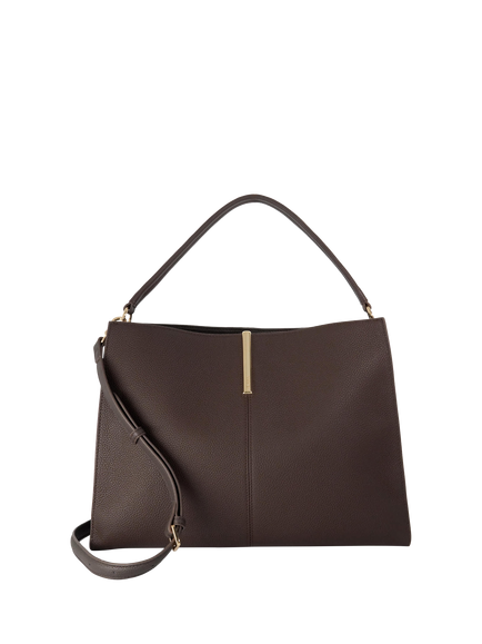 Dune London Destined Leather Handbag, Dark Brown