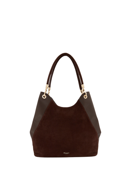 Dune London Devoted L Suede Shoulder Bag, Dark Brown, Dark Brown