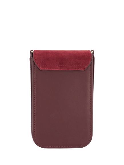 Dune London Dinkydiscreet Suede Crossbody Phone Bag - view 2, Burgundy