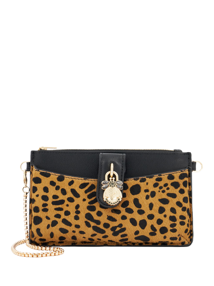 Dune London Kerrie Leather Evening Purse, Leopard, Multi