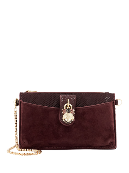 Dune London Kerrie Suede Evening Purse, Burgundy, Burgundy