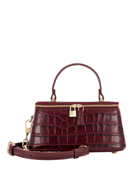 Dune London Successful Leather Mini Vanity Bag, Burgundy, Burgundy