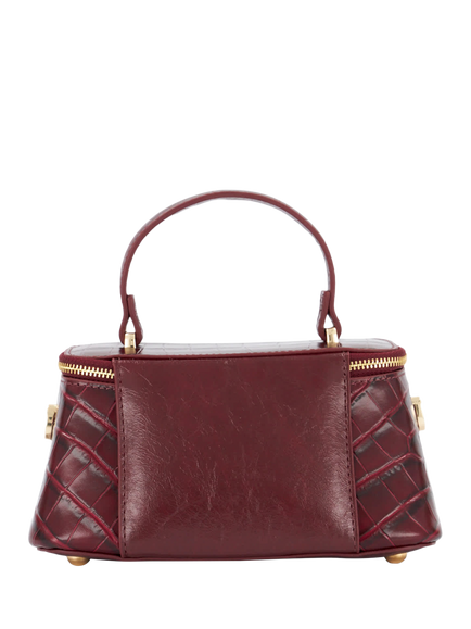 Dune London Successful Leather Mini Vanity Bag, Burgundy - view 2, Burgundy