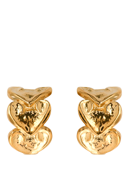 Pre-loved Hammered Heart Demi Hoop Clip-On Earrings, Yellow Gold, Circa 1990s, Yellow Gold
