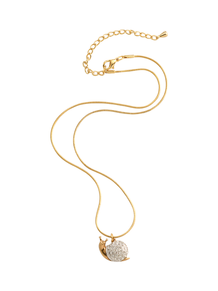 Pre-loved Crystal Shell Snail Pendant Necklace, Gold, Gold