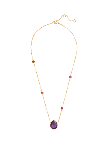 Pre-loved Channel-Set Amethyst Pendant Necklace, Gold & Purple, Gold & Purple