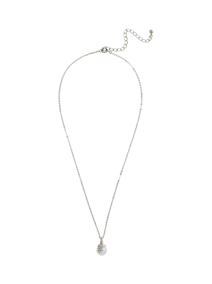 Pre-loved Single-Faceted Pendant Necklace, Silver, Silver