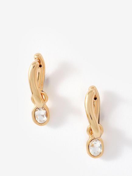 Mint Velvet Crystal Drop Hoop Earrings, Gold, Gold