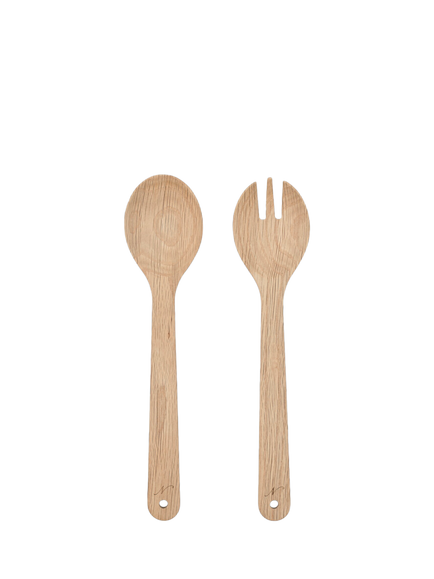 Neptune Orford Oak Wood Salad Servers, Set of 2, Natural, Natural