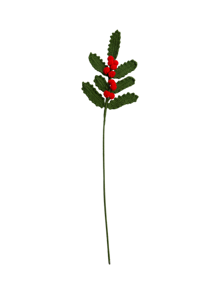 The Way To You Crochet Holly Stem, Red/Green, Red