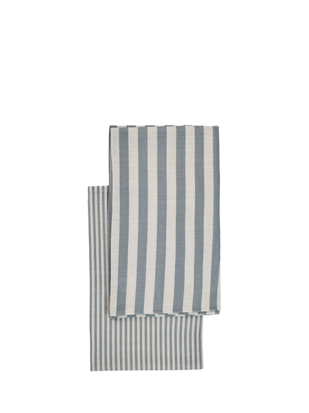 Neptune Aster Cotton Rich Striped Tea Towel, Set of 2, Blue, Blue