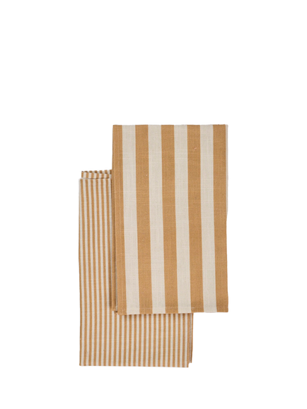Neptune Aster Cotton Rich Striped Tea Towel, Set of 2, Saffron, Yellow