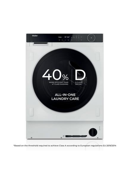 Haier HWDB10B14858U1UK Integrated Washer Dryer, 10kg/6kg Load, 1400rpm Spin, White - view 2, White