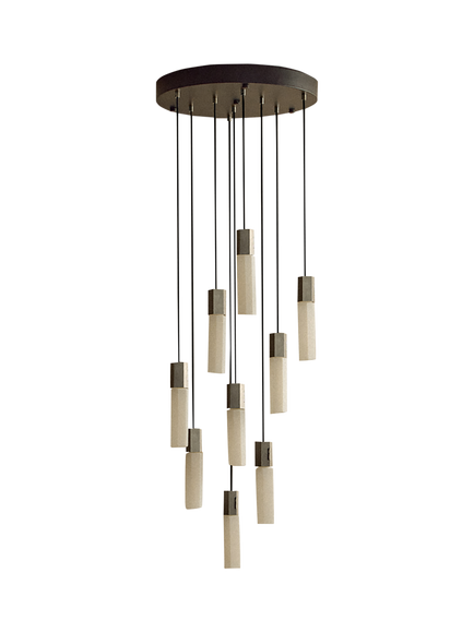 tala Basalt 9 Arm Pendant Ceiling Light, Stainless Steel, Stainless Steel