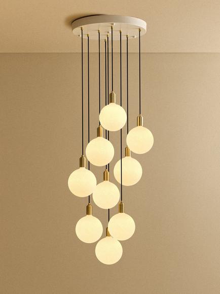 Tala Sphere 9 Arm Pendant Ceiling Light, Brass, Brass