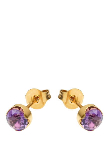 Tish Lyon Amethyst Stud Earrings, Gold