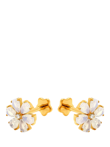 Tish Lyon Opal Flower Stud Earrings, Gold