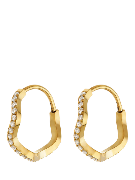 Tish Lyon Wave Pavé Hoop Earrings, Gold