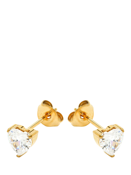 Tish Lyon Crystal Heart Stud Earrings, Gold