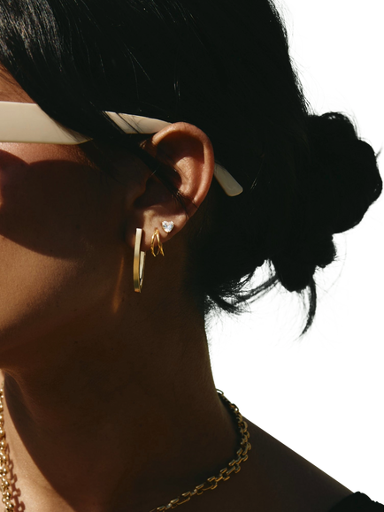Tish Lyon Crystal Heart Stud Earrings - view 2, Gold