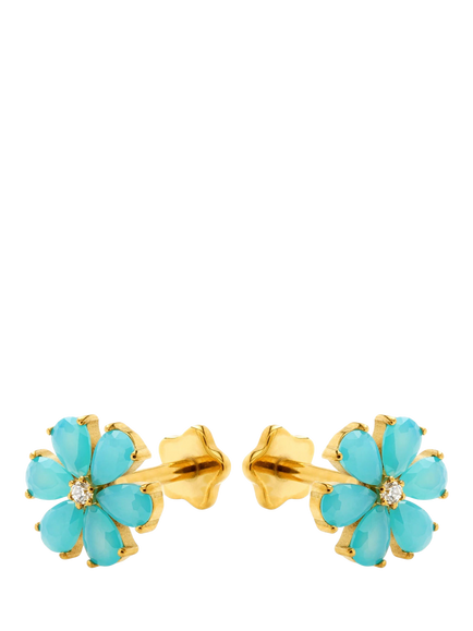 Tish Lyon Opal Flower Stud Earrings, Gold