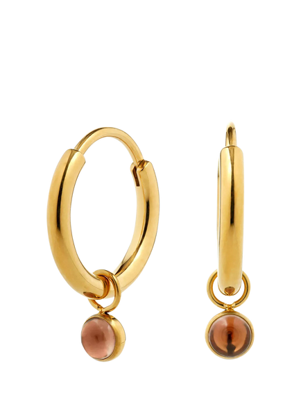 Tish Lyon Smoky Quartz Drop Hoop Earrings, Gold