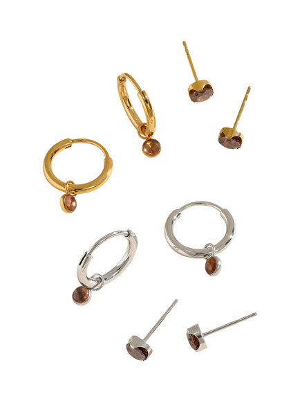 Tish Lyon Smoky Quartz Drop Hoop Earrings - view 2, Gold
