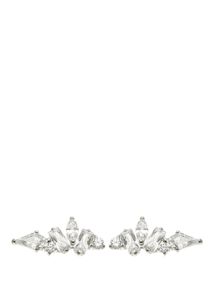 Tish Lyon Crystal Cluster Stud Earrings - view 2, Platinum