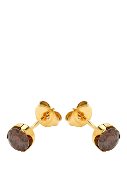 Tish Lyon Smoky Quartz Stud Earrings, Gold