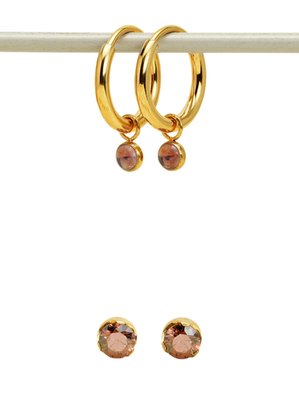 Tish Lyon Smoky Quartz Stud Earrings - view 2, Gold